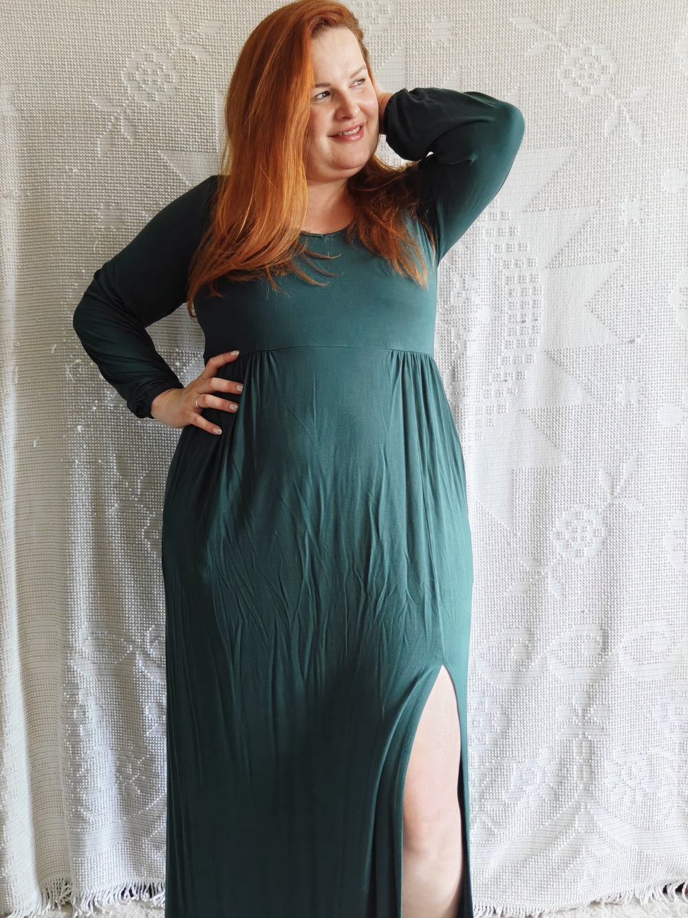Lost in Layers Bamboo Rayon Forest Green Maxi Dress | Empire Waist | Size XL